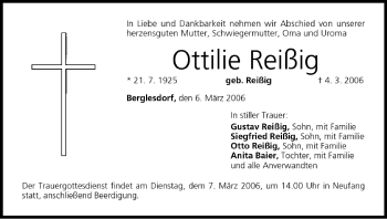 Anzeige von Ottilie Reißig von MGO