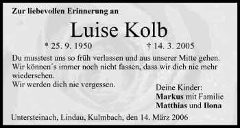 Anzeige von Luise Kolb von MGO