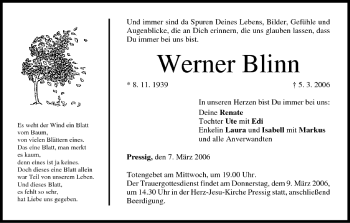 Anzeige von Werner Blinn von MGO