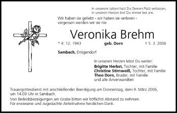 Anzeige von Veronika Brehm von MGO