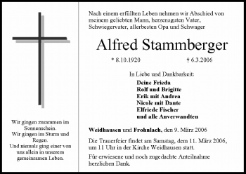 Anzeige von Alfred Stammberger von MGO