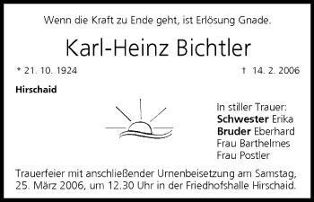 Anzeige von Karl-Heinz Bichtler von MGO