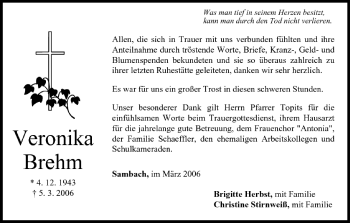 Anzeige von Veronika Brehm von MGO