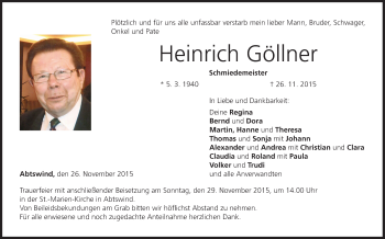 Anzeige von Heinrich Göllner von MGO