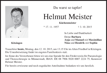 Anzeige von Helmut Meister von MGO