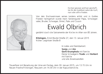 Anzeige von Ewald Olbrich von MGO