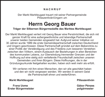 Anzeige von Georg Bauer von MGO