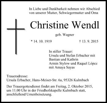 Anzeige von Christine Wendl von MGO