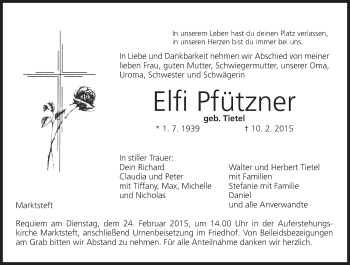 Anzeige von Elfi Pfützner von MGO
