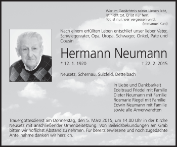 Anzeige von Hermann Neumann von MGO