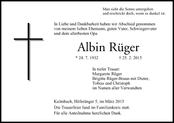 Anzeige von Albin Rüger von MGO