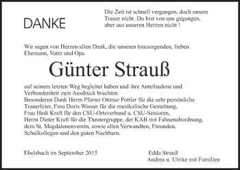 Anzeige von Günter Strauß von MGO