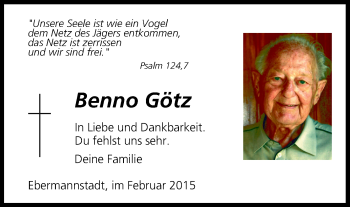 Anzeige von Benno Götz von MGO