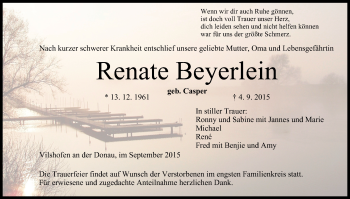 Anzeige von Renate Beyerlein von MGO