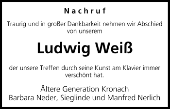 Anzeige von Ludwig Weiß von MGO