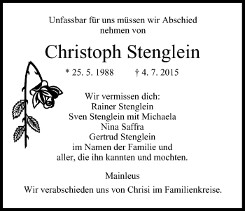 Anzeige von Christoph Stenglein von MGO