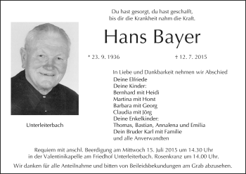 Anzeige von Hans Bayer von MGO