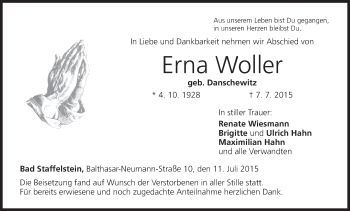 Anzeige von Erna Woller von MGO