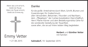 Anzeige von Emmy Vetter von MGO