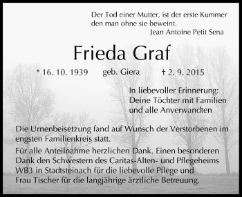 Anzeige von Frieda Graf von MGO