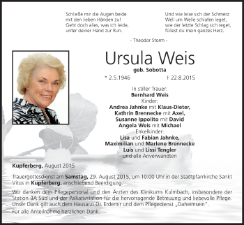 Anzeige von Ursula Weis von MGO