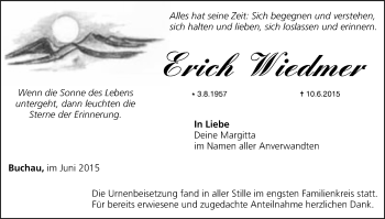 Anzeige von Erich Wiedmer von MGO