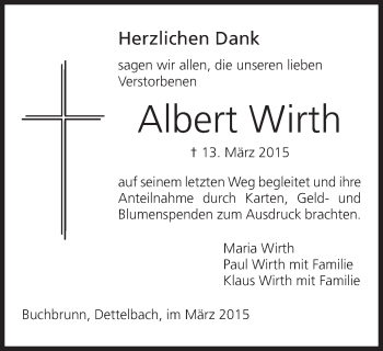 Anzeige von Albert Wirth von MGO