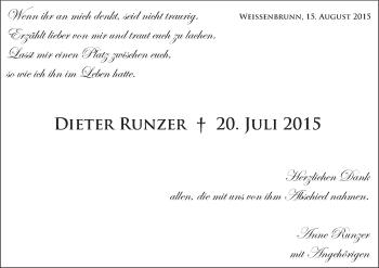 Anzeige von Dieter Runzer von MGO