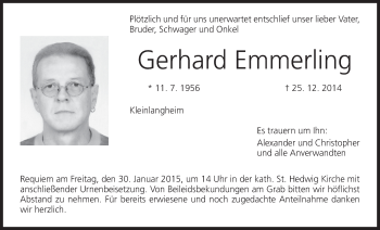 Anzeige von Gerhard Emmerling von MGO