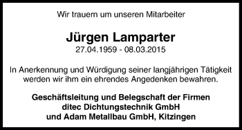 Anzeige von Jürgen Lamparter von MGO