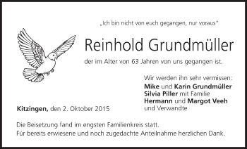 Anzeige von Reinhold Grundmüller von MGO