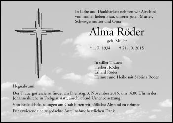 Anzeige von Alma Röder von MGO
