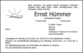 Anzeige von Ernst Hümmer von MGO