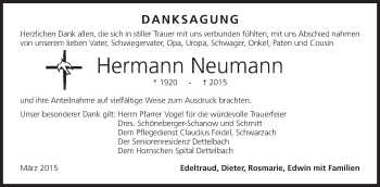 Anzeige von Hermann Neumann von MGO