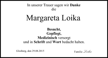 Anzeige von Margareta Loika von MGO