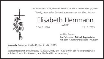 Anzeige von Elisabeth Herrmann von MGO
