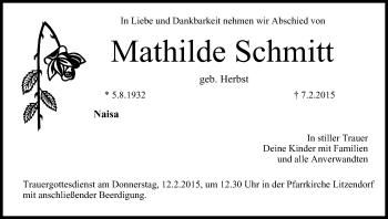 Anzeige von Mathilde Schmitt von MGO