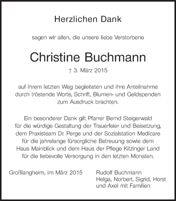 Anzeige von Christine Buchmann von MGO