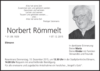 Anzeige von Norbert Römmelt von MGO