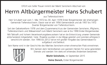 Anzeige von Hans Schubert von MGO