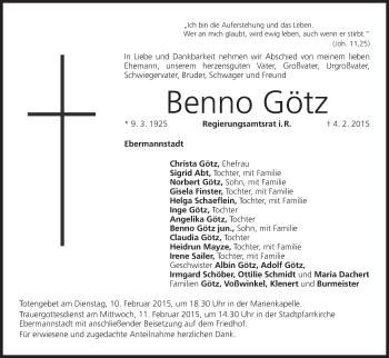 Anzeige von Benno Götz von MGO