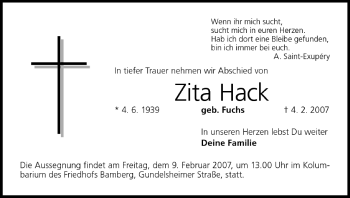 Anzeige von Zita Hack von MGO