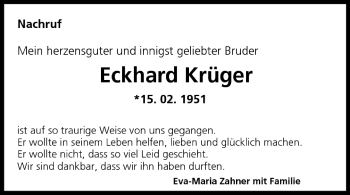 Anzeige von Eckhard Krüger von MGO