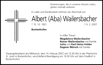 Anzeige von Albert Wailersbacher von MGO