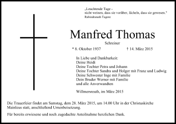 Anzeige von Manfred Thomas von MGO