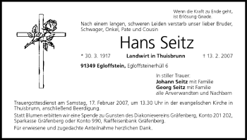 Anzeige von Hans Seitz von MGO