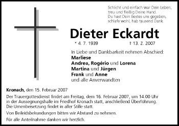Anzeige von Dieter Eckardt von MGO