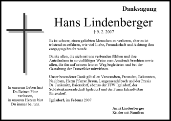 Anzeige von Hans Lindenberger von MGO
