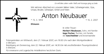 Anzeige von Anton Neubauer von MGO