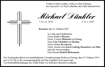 Anzeige von Michael Dünkler von MGO